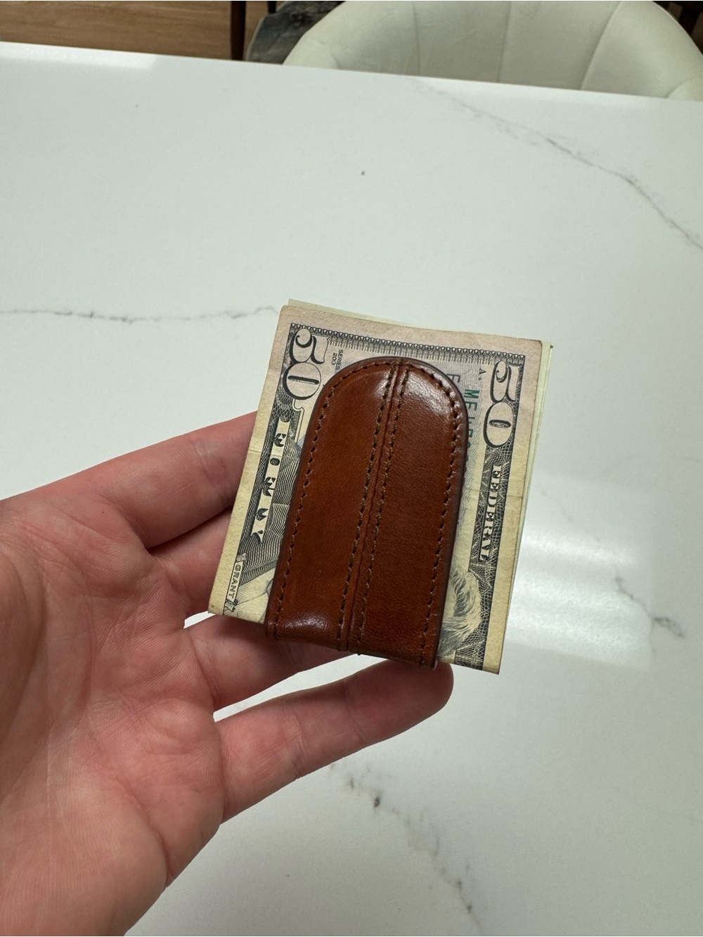 Bosca Brown Leather Money Clip